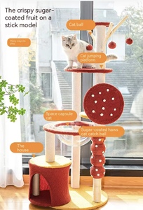 Moderno Tiragraffi per Gatti Solido Tutto-in-Uno con Letto, Grande Struttura per Gatti, Tiragraffi in Corda di Sisal, Piattaforma di Salto, Design a Capsula Spaziale - Product Image 2