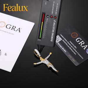 Gioielli Hip Hop Fealux, <span class=keywords><strong>Ciondolo</strong></span> Crocifissione Gesù in <span class=keywords><strong>Argento</strong></span> Sterling 925 con Diamante Moissanite VVS Bicolore per <span class=keywords><strong>Uomo</strong></span> - Product Image 1