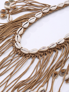 Nuevo Cinturón Concho Western con Conchas Marinas para Mujer, Cinturón Boho Hecho a Mano <span class=keywords><strong>de</strong></span> Macramé, Cinturón <span class=keywords><strong>de</strong></span> Cintura para Damas, Colgante <span class=keywords><strong>de</strong></span> Borlas Estilo Hippie para Festival - Product Image 3
