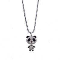 À la mode petit Panda pendentif femmes hommes Hip-Hop Long lien mignon diamant incrusté Zircon parfait Couple accessoires collier