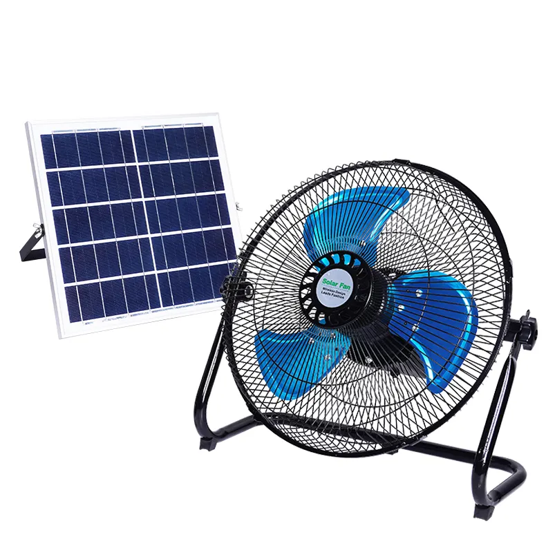 Sistema de panel solar extraíble de ventilador de pie solar recargable portátil de 12 pulgadas para el hogar