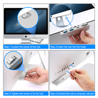 Rocketek Aluminio USB 3,1 Hub con lector de tarjetas de memoria 5 en 1 USB 3,0 Estación de acoplamiento Combo USB C Adaptador para iMac Mouse Keyboard