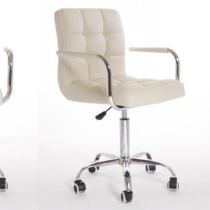 Chaise de bureau pivotante ergonomique de haute qualité en cuir PU rose, réglable avec vérin à gaz, pour bureau à domicile, design moderne - Product Image 2