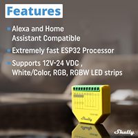Shelly Plus RGBW PM |   WiFi pour télécommande intelligente pour bandes LED RGBW |   Automatisation domestique |   Pas de hub |   Alexa/Google Home