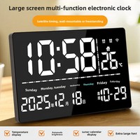 Intelligenter LED-Wecker mit Großem Display, Digitaler GPS-Auto-Zeitsynchronisation, Wandmontierter Ewiger Kalender, Thermometer, WLAN