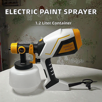 Alat Semprot Cat Listrik HVLP dengan Pistol Semprot Lepas Pasang, Wadah Besar 1000ml, Kontrol Aliran yang Dapat Disesuaikan, DIY 550W untuk Furnitur, Dinding, Mobil