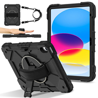 Étui antichoc 360 Armor pour iPad A16 11e génération 2025 iPad 10e génération 10.9 2022 avec support rotatif, sangle de main, bandoulière, adapté aux enfants
