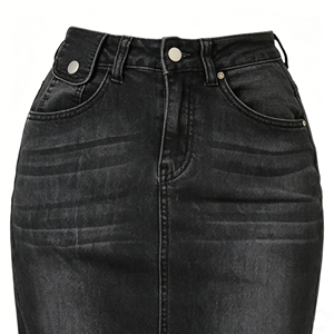 Jupe courte en jean noir délavé de haute qualité pour femme, style Y2K streetwear décontracté, coupe trapèze, vente en gros - Product Image 3