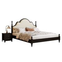Lit king-size en bois massif de style américain, lit double vintage de 1,8 mètre et lit maître français minimaliste