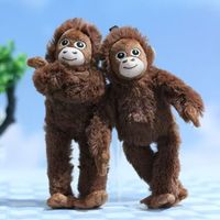 Llavero de peluche de mono marrón suave de brazos largos y divertidos, amuleto de animal de peluche para accesorio de mochila