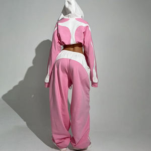 Conjunto de Sudadera con Capucha y Pantalones Deportivos con Estampado Personalizado, Pantalones Holgados con Hombros Caídos, Sudadera con Capucha de Felpa Francesa Totalmente de Poliéster con Cierre - Product Image 3