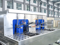 Machine de nettoyage double voie pour bacs à déchets, cages avicoles, caisses de transport de volailles et plateaux de cuisson