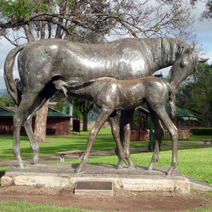 Escultura de animal de bronce fundido, tamaño real, con estatua de mujer para exteriores - Product Image 6