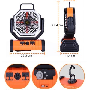 <span class=keywords><strong>Ventilateur</strong></span> de camping extérieur pour la maison <span class=keywords><strong>avec</strong></span> lumière LED, silencieux, 3 vitesses, rechargeable via batterie externe et double crochet - F6 - Product Image 5