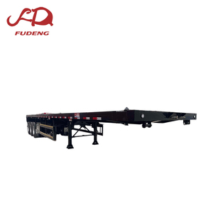 Semi-remorque à plateau plat en acier noir à 3 essieux Fudeng personnalisable, suspension mécanique, charge utile maximale <span class=keywords><strong>de</strong></span> 60 tonnes pour le <span class=keywords><strong>transport</strong></span> - Product Image 1