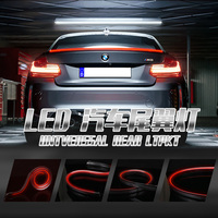 Fibre de carbone voiture Auto queue aile lèvres Led voyants d'avertissement 120cm 12v aileron arrière frein clignotant bande lumière Kit
