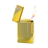 Accessoires pour fumeurs de pipes à tabac, Briquet métallique personnalisable avec logo, à allumage par meule, à flamme nue, rechargeable au butane