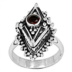 Anillo de piedras preciosas de color rojo granate de forma redonda de alta calidad para niñas 925 joyería de plata esterlina sólida con piedra principal de diamante - Product Image 1