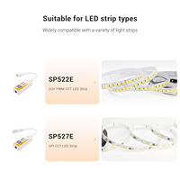 Contrôleur LED intelligent IoT SP522E PWM CCT mini double mode avec contrôle vocal via APP, synchronisation musicale filaire, haut-parleur 2 canaux, prise en charge DC5-24V, garantie 5 ans