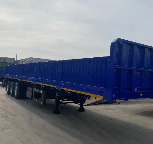 Wosheng 40 - 100ton Dropside Sidewall Steel semi Truck trailer cargo Side Wall Semi Trailer
