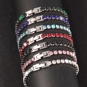 יוקרה נשים פלדה צמיד טניס נירוסטה צמיד מרובע זירקון קריסטל עם נחושת משובץ zirconia צמיד מתנה אופנתי אופנתי - Product Image 3