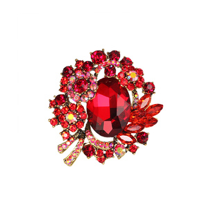 Fábrica de Joyería Weiman, Gran Stock, Broches de Cristal Rojo Chapados en Oro <span class=keywords><strong>Vintage</strong></span> - Product Image 1