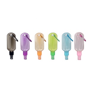 In Stock 60ml Pet Plastic Leakproof Portable Key Chain Holder Alcohol Hand Sanitizer Liquid Dispenser Spray Bottle With Keychain