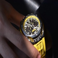 Montre mécanique automatique LADY LUXE 45,5 mm, mouvement BX3613, étanche 5 ATM, cadran analogique, verre minéral, acier inoxydable jaune