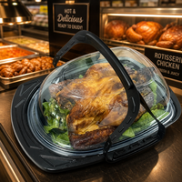 Conteneur alimentaire jetable en PP noir de qualité alimentaire, empilable, pour poulet rôti, emballage personnalisé pour vente en gros