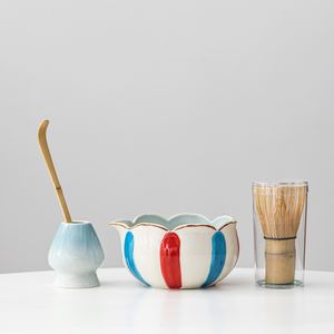 Japanese Style Porcelain Eco-Friendly Heat-Resisting Matcha Bowl Set 4-Piece Spout Chasen Stand Tea Ceremony <b>Gift</b> <b>Box</b> - Product Image 4