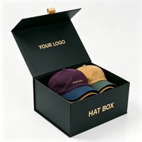 Boîte d'emballage pliable en carton noir sur mesure avec fermeture magnétique pour casquettes de baseball, impression de logo incluse