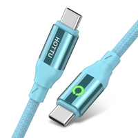 Kabel USB Type C ke Type C Silikon Biru Muda, Kabel Pengisi Daya Terjalin untuk Ponsel, Tablet, Laptop, Mobil, dan Perjalanan