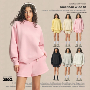 Sudadera con Capucha de Invierno para Mujer, Personalizada de Fábrica, 350GSM, Mezcla de Algodón y Felpa, Cuello Alto Bordado, Color Sólido, Estilo Urbano - Product Image 1