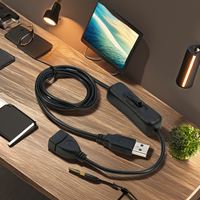 Kabel ekstensi USB OEM pabrik dengan sakelar ON/OFF jaket PVC pria ke wanita 3A pengisian cepat untuk strip LED