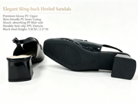 Sandal Hak Tinggi Dua Warna Elegan Model Sling-Back Ujung Persegi Gesper Logam Dapat Disesuaikan Hak Blok 5.5cm Sepatu Formal Wanita Musim Panas Outdoor