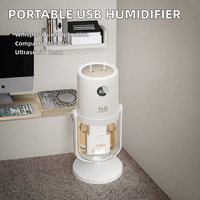 Humidificateur Évaporatif Portable Mini USB YINHI, Batterie 1200mAh, Pulvérisation Réglable 320mL, Barre d'Oxygène, Veilleuse, Idéal Bureau et Hôtel