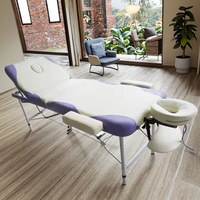 Table de massage portable en cuir de fabrication professionnelle en gros, table de salon de beauté et de spa, table de massage thaïlandaise à 3 sections, table de massage pour les cils
