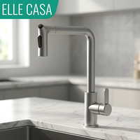 Robinet de cuisine et de salle de bain moderne ELLECASA à 3 modes avec douchette extractible en acier inoxydable 304, rotation à 360 degrés, installation facile