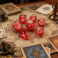 Ensemble de dés polyédriques en résine de haute qualité, 7 pièces, dés irréguliers rose sable mouvant pour les jeux de table DND RPG