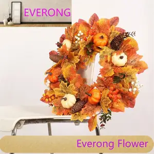 EVERONG-S0416 מכירה חמה עלי מייפל צהוב מלאכותי זר סתיו לקציר סתיו ליל כל הקדושים קישוט דלת חג ההודיה