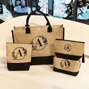 Sac fourre-tout réutilisable en lin et jute avec logo personnalisé, tendance, pour femme, portable, vintage, publicitaire, pour le shopping - Product Image 6