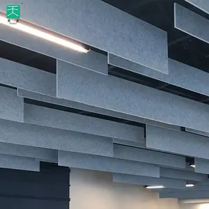 TianGe Anti büküm sallayarak dairesel ofis emici 100% Pet Polyester gürültü iptali 4X8 kavisli abd tavan akustik Panel
