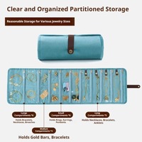 Sac à bijoux portable, étui de rangement pliable pour bijoux de voyage avec poches zippées, pochette de rangement en velours pour bagues