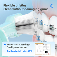 Brosse à dents de voyage à double tête avec 127 [unités/embouts/points] °   Embout interdentaire incliné et étui de rangement antibactérien pour les voyages d'affaires