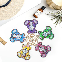 5 pièce/ensemble DIY Diamant Porte-clés Pendentif Cristal Sac Suspendu Pleine Perceuse Diamant Peinture Ours Porte-clés Femmes Sac Pendentif Charme