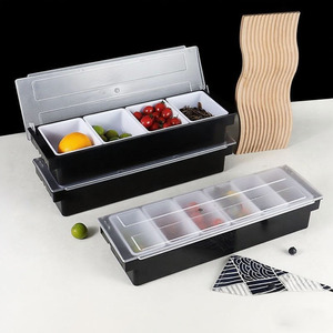 Boîte à condiments à trois compartiments avec couvercle pour le stockage des fruits et des assaisonnements, rectangulaire, couleur unie, pour la cuisine - Product Image 2