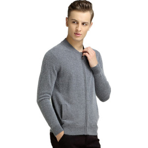 OEM <span class=keywords><strong>Cardigan</strong></span> en cachemire à col de baseball avec fermeture éclair complète personnalisé pour hommes <span class=keywords><strong>Cardigan</strong></span> en cachemire mélangé de <span class=keywords><strong>laine</strong></span> pour hommes - Product Image 2