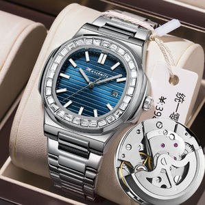 Reloj de Lujo Personalizado Mark Fairwhale para Hombre, Reloj de Cuarzo de Acero Inoxidable, a la Moda, Resistente al Agua, con Esfera de Moissanita de Alta Calidad - Product Image 6