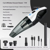 Aspirateur de voiture sans fil portable haute puissance à double système, double usage, avec éclairage intégré et forte aspiration