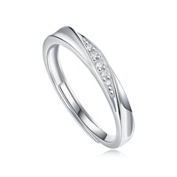 Bagues ajustables en argent 925 serties de diamants en forme de vague pour hommes et femmes, cadeau de la Saint-Valentin, design unisexe, ne se décolore pas